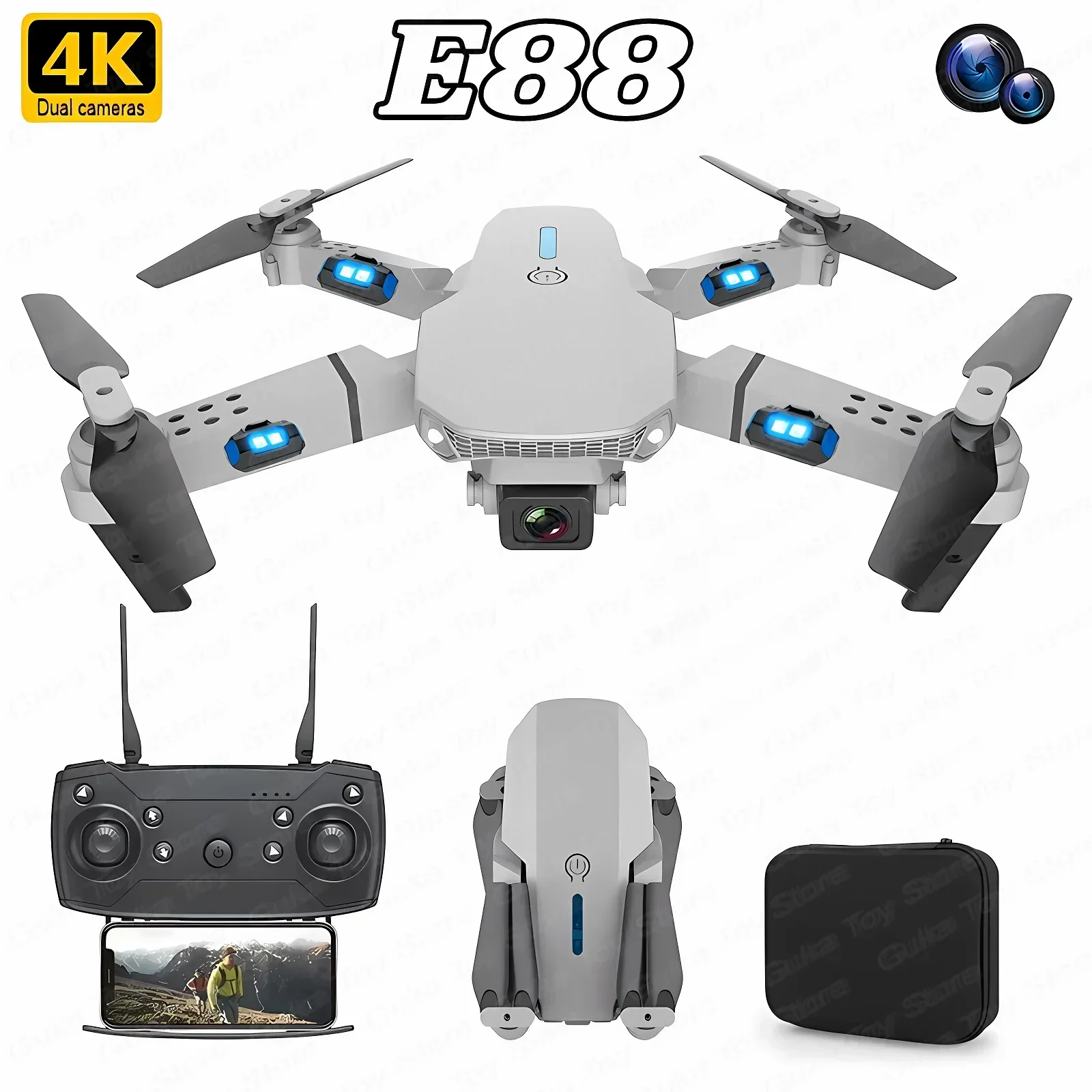 Drone E88 Rc Quadcopter - E88 Pro WIFI FPV Drone grandangolare